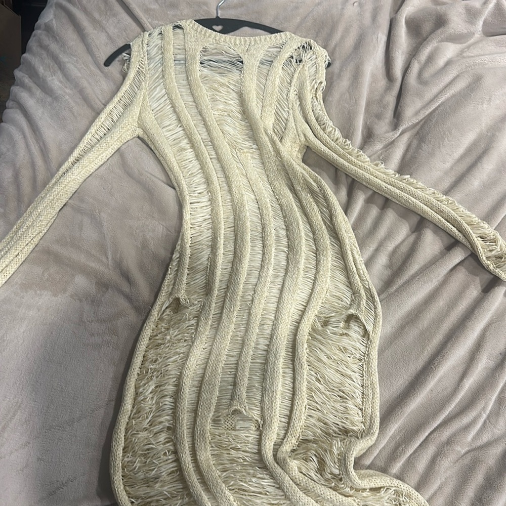 Cream fringed dress